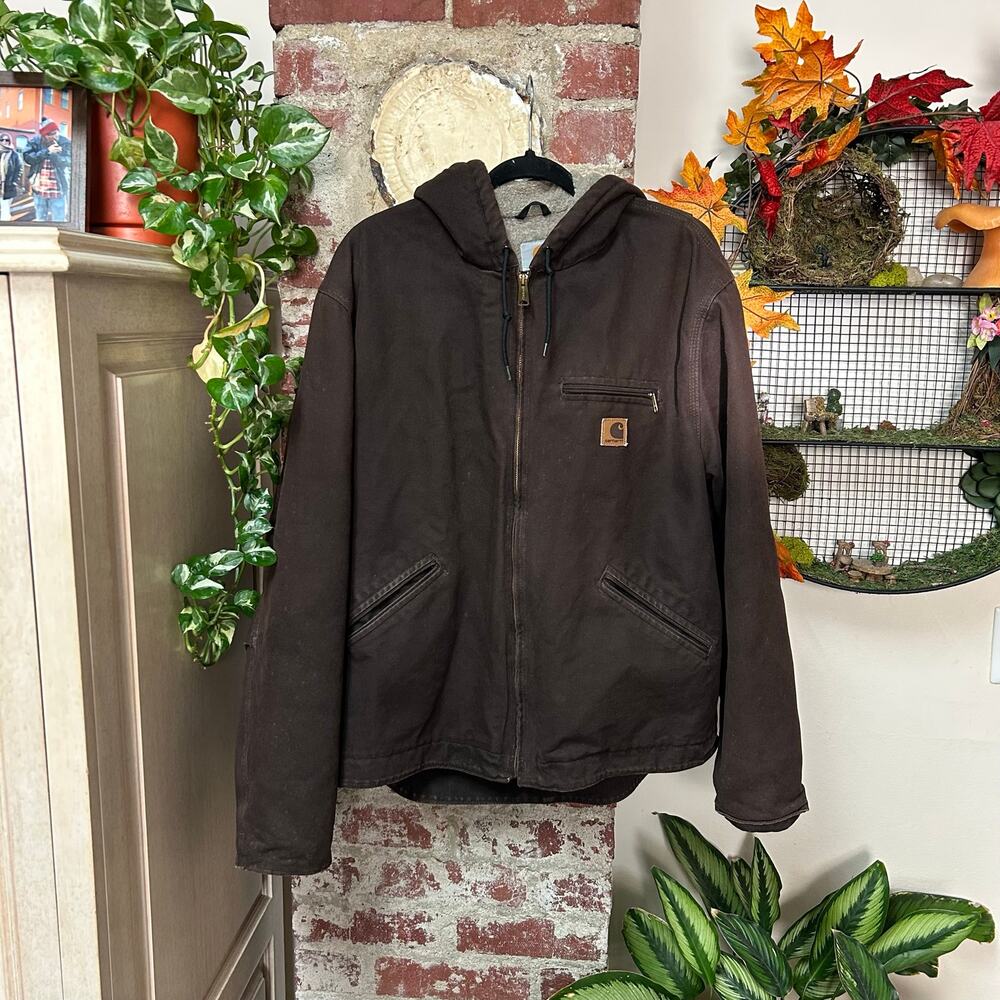 Vintage Faded Y2K Carhartt Sandstone Sherpa Lined Jacket J141 DKB) Size Large